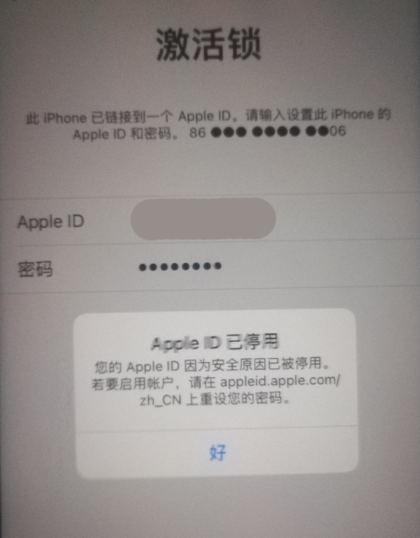 东辽苹果手机维修分享iPhone 12 出现提示“Apple ID 已停用”怎么办 